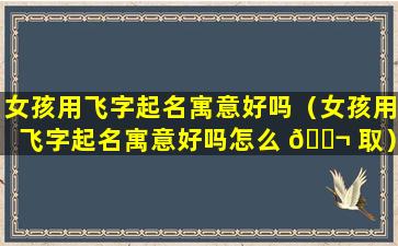 女孩用飞字起名寓意好吗（女孩用飞字起名寓意好吗怎么 🐬 取）